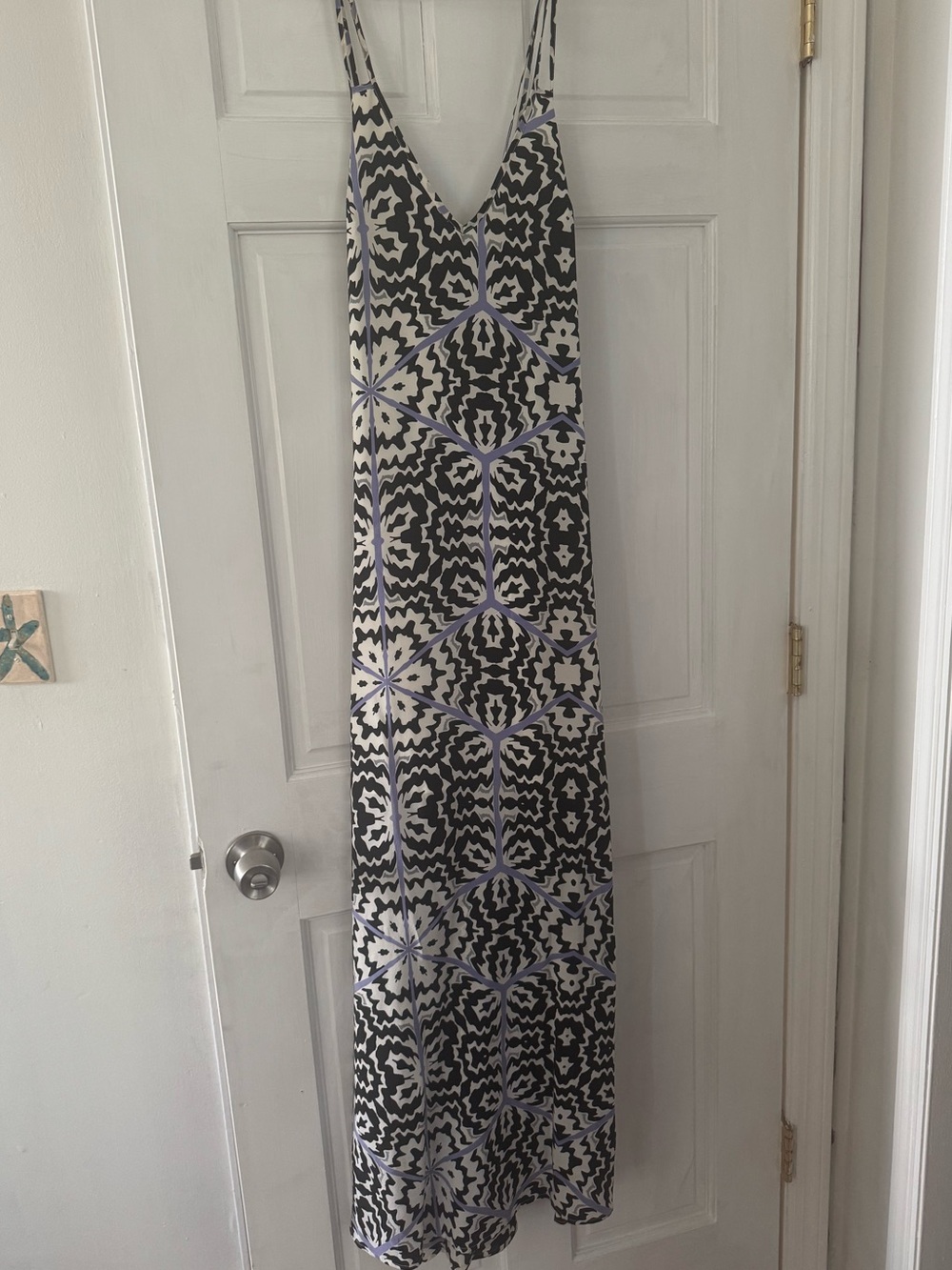 Yumi Kim Black, White & Lilac Geometric Maxi Dress